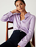 Satin Collared Long Sleeve Shirt