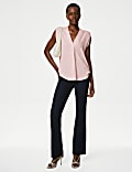 Satin V-Neck Popover Blouse
