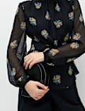 Floral High Neck Button Detail Top