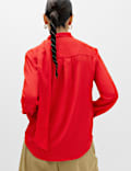Draped Scarf Neck Button Through Shirt