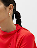 Draped Scarf Neck Button Through Shirt