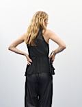 Cowl Neck Tie Back Asymmetric Top