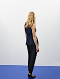 Blus Rimpel Kerah Leher Lipat Rendah Polkadot