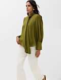 Sheer Tie Neck Bow Blouse