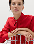 Satin Collared Button Through Shirt