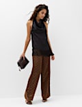Satin Cowl Neck Tassel Top