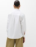 Pure Cotton Frill Detail High Neck Shirt