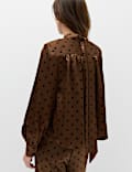 Polka Dot High Neck Padded Shoulder Top