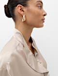 Satin Ruffle High Neck Shirt
