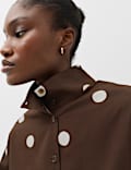 Pure Cotton Polka Dot Funnel Neck Drawstring Shirt