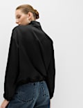 Satin Funnel Neck Button Detail Shirt
