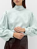 Jacquard High Neck Blouse