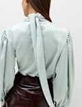 Jacquard High Neck Blouse