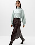 Jacquard High Neck Blouse