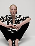 Printed Tie Neck Popover Blouse