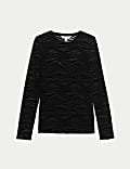 Printed Mesh Jersey Top