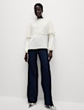 Round Neck Cape Detail Blouse