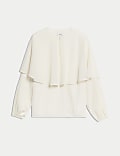 Round Neck Cape Detail Blouse
