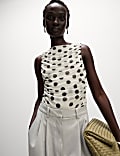 Jersey Polka Dot Regular Fit Sleeveless Top