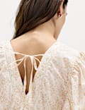 Pure Cotton Ruffle Embroidered Detail Blouse