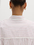 Pure Cotton Striped Lace Oversized Shirt