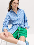 Pure Cotton Striped Drawstring Shirt