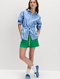 Pure Cotton Striped Drawstring Shirt