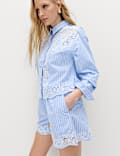 Pure Cotton Embroidered Striped Shirt