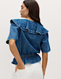 Denim Ruffled Blouse