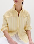 Pure Cotton Shirred Striped Shirt