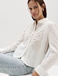 Pure Cotton Embroidered Collared Shirt
