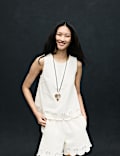 Denim Broderie Detail Top