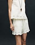 Denim Broderie Detail Top