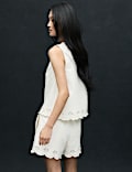 Denim Broderie Detail Top