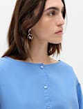 Blouse van zuiver katoen met brede mouwen en stippen