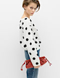 Pure Cotton Polka Dot Barrel Sleeve Blouse