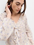 Lyocellrijke blouse met bloemenmotief en ruches