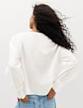 Cotton Rich Embroidered Ruffle Detail Top