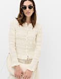 V Neck Ruffle Detail Button Through Blouse