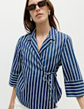 Denim Striped Wrap Shirt