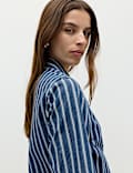 Denim Striped Wrap Shirt