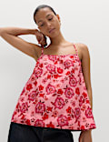 Pure Cotton Floral Tie Back Cami Top