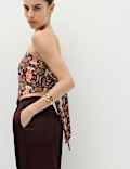 Printed Bandeau Scarf Top