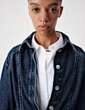 Denim Collared Fitted Panelled Shirt