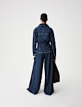 Denim Collared Fitted Panelled Shirt
