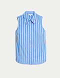 Striped Frill Detail Collared Shirt