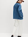 Lyocell Blend Denim Collared Barn Jacket