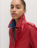 Faux Leather Harrington Jacket
