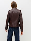 Faux Leather Harrington Jacket