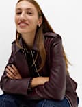 Faux Leather Harrington Jacket